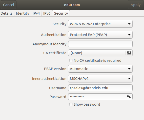 Ubuntu Eduroam Setup